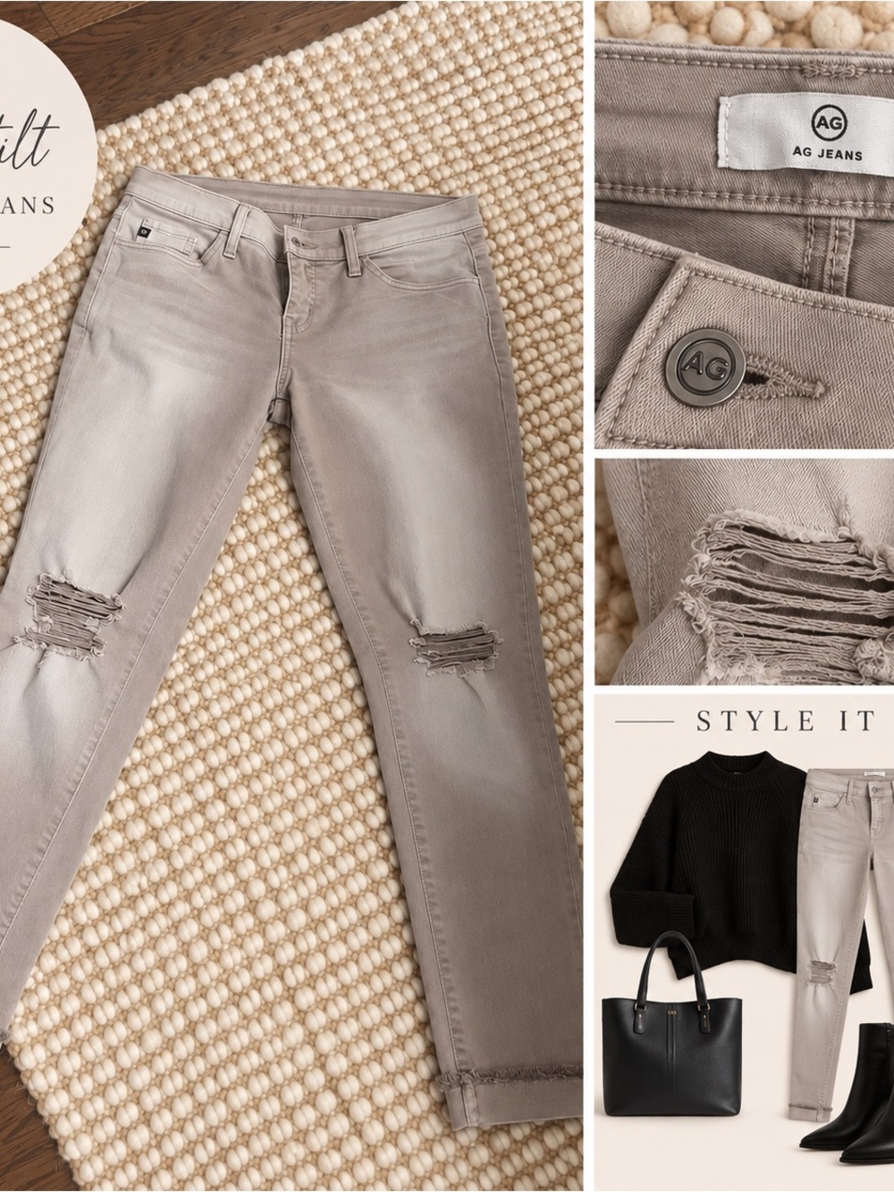 KanCan Light Grey Distressed Skinny Jeans